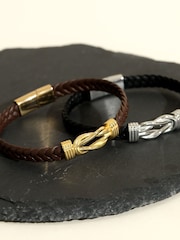 Inicio Silver Tone Black Plaited Bracelet - Image 3 of 3