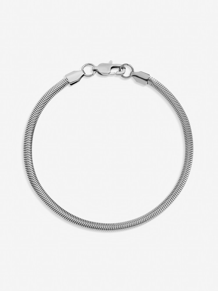 Inicio Silver Tone Steel Waterproof Snake Chain Bracelet - Image 1 of 3