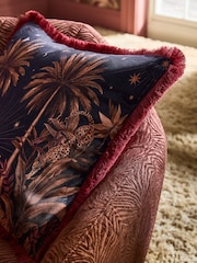 Orange/Red 50 X 50cm Leopard Fringe Cushion - Image 2 of 4