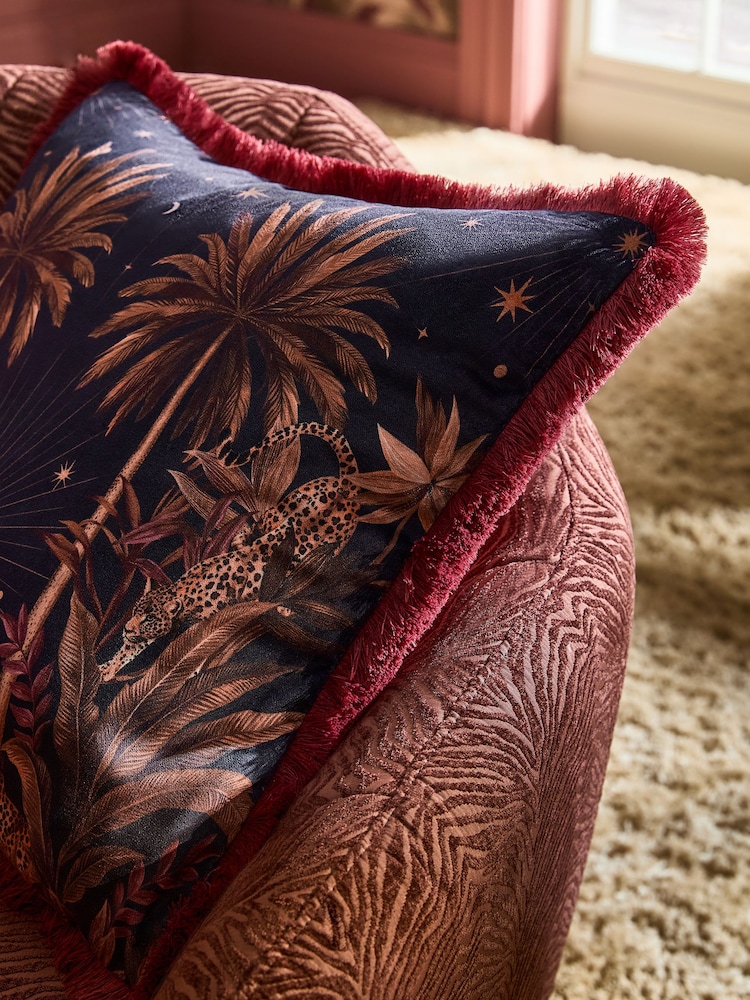 Orange/Red 50 X 50cm Leopard Fringe Cushion - Image 2 of 4 Orange/Red 50 X 50cm Leopard Fringe Cushion - Image 2 of 4
