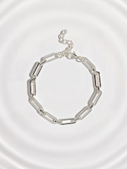 Silver Tone Waterproof Stainless Steel Paperclip Chain Bracelet - Image 1 of 3