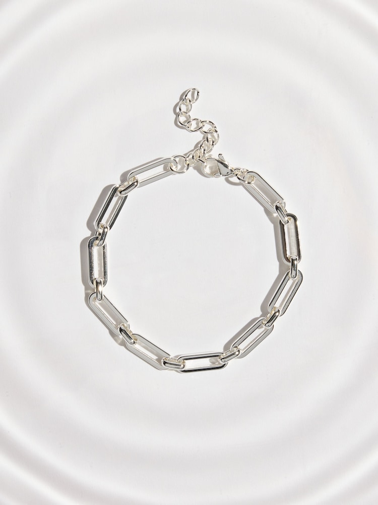 Silver Tone Waterproof Stainless Steel Paperclip Chain Bracelet - Image 1 of 3 Silver Tone Waterproof Stainless Steel Paperclip Chain Bracelet - Image 1 of 3