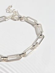 Silver Tone Waterproof Stainless Steel Paperclip Chain Bracelet - Image 2 of 3