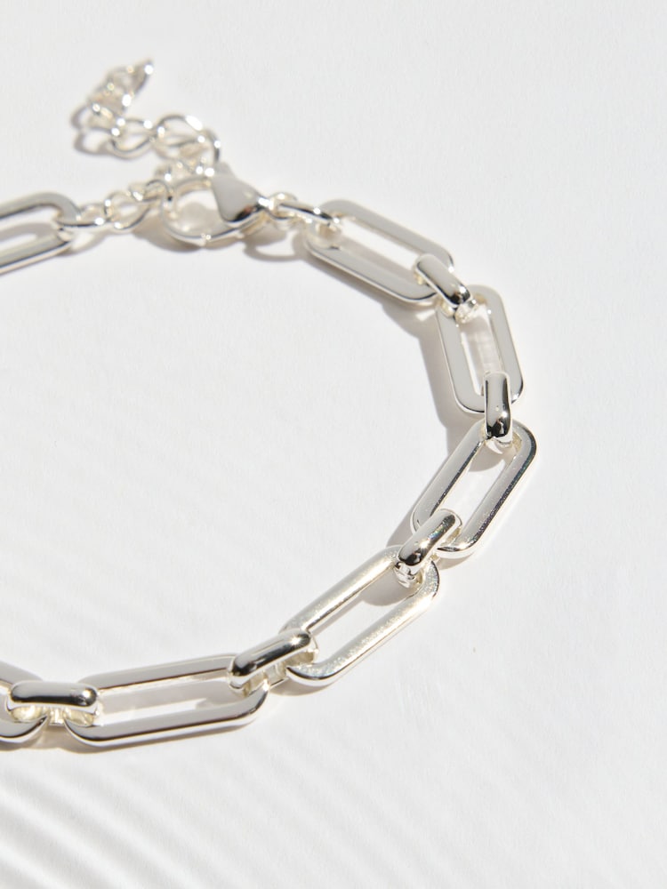 Silver Tone Waterproof Stainless Steel Paperclip Chain Bracelet - Image 2 of 3 Silver Tone Waterproof Stainless Steel Paperclip Chain Bracelet - Image 2 of 3
