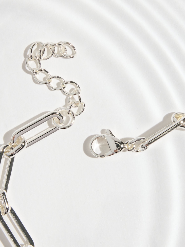 Silver Tone Waterproof Stainless Steel Paperclip Chain Bracelet - Image 3 of 3 Silver Tone Waterproof Stainless Steel Paperclip Chain Bracelet - Image 3 of 3