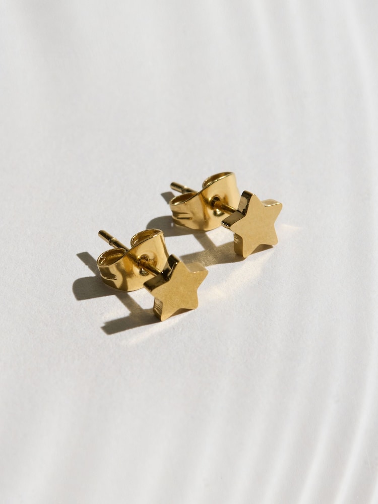 Guldfarvet tone. - Stainless Steel Waterproof Star Stud Earrings - Billede 2 af 3 Guldfarvet tone. - Stainless Steel Waterproof Star Stud Earrings - Billede 2 af 3