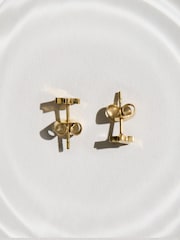Guldfarvet tone. - Stainless Steel Waterproof Star Stud Earrings - Billede 3 af 3
