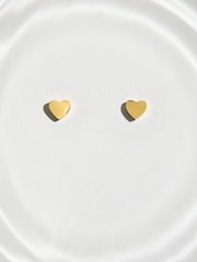 Gold Tone Stainless Steel Waterproof Heart Stud Earrings - Image 1 of 3