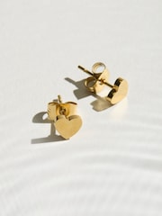 Gold Tone Stainless Steel Waterproof Heart Stud Earrings - Image 2 of 3