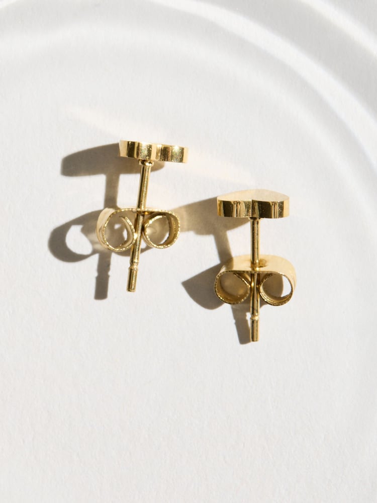 Gold Tone Stainless Steel Waterproof Heart Stud Earrings - Image 3 of 3 Gold Tone Stainless Steel Waterproof Heart Stud Earrings - Image 3 of 3