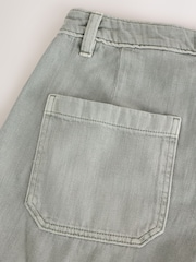 Sage Green Lightweight Denim Patch Pocket Shorts - Image 10 of 10