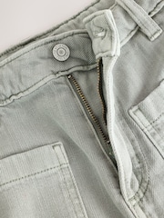 Sage Green Lightweight Denim Patch Pocket Shorts - Image 9 of 10