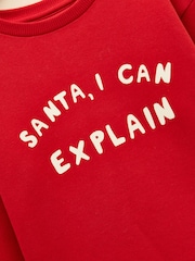 Joules Kids' Sundaze Red Santa Slogan Crew Neck Sweatshirt - Image 3 of 5