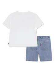 Levi's® Logo Short Sleeve T-Shirt and Denim Shorts 2-Piece Set - Imaginea 2 din 5
