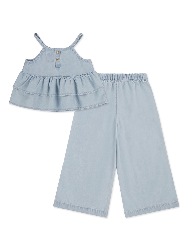 Levi's Blue Denim Tiered Strappy Top & Trousers 2 Piece Set - Image 2 of 3