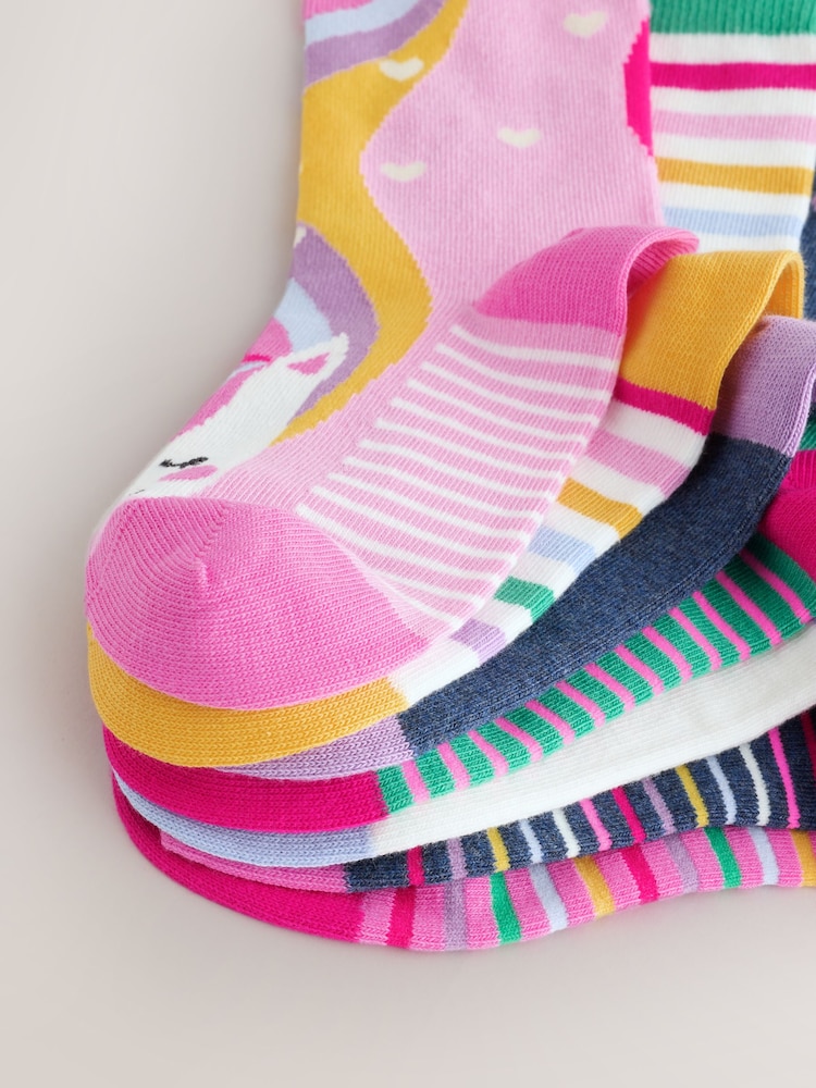 Pink, Green and Navy Blue - Pack de 7 pares de calcetines tobilleros de unicornios con alto contenido de algodón - Imagen 2 de 4 Pink, Green and Navy Blue - Pack de 7 pares de calcetines tobilleros de unicornios con alto contenido de algodón - Imagen 2 de 4