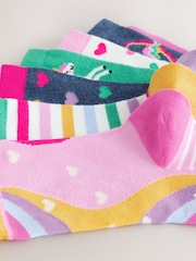 Pink, Green and Navy Blue - Pack de 7 pares de calcetines tobilleros de unicornios con alto contenido de algodón - Imagen 3 de 4