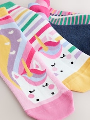 Pink, Green and Navy Blue - Pack de 7 pares de calcetines tobilleros de unicornios con alto contenido de algodón - Imagen 4 de 4