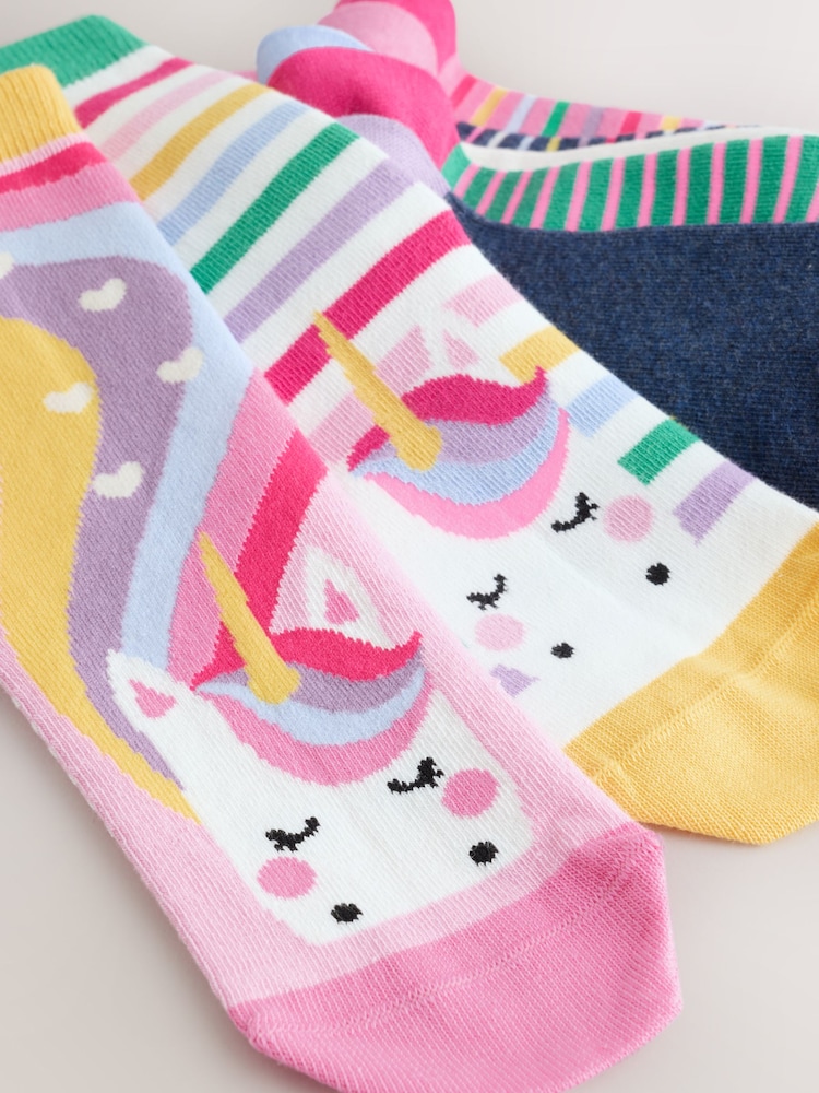 Pink, Green and Navy Blue - Pack de 7 pares de calcetines tobilleros de unicornios con alto contenido de algodón - Imagen 4 de 4 Pink, Green and Navy Blue - Pack de 7 pares de calcetines tobilleros de unicornios con alto contenido de algodón - Imagen 4 de 4