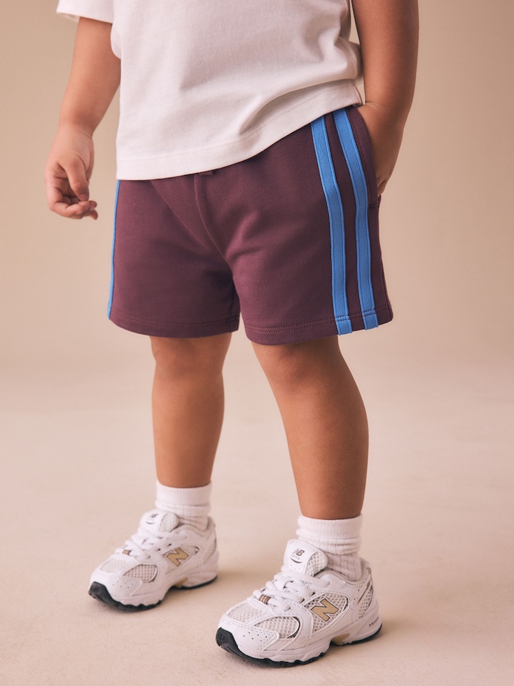 Burgundy Red Side Stripe Jersey Shorts (3mths-7yrs) - Image 1 of 4