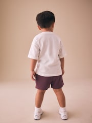 Burgundy Red Side Stripe Jersey Shorts (3mths-7yrs) - Image 3 of 4
