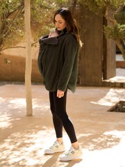 Seraphine Khaki Green Borg Maternity & Baby-Wearing 3-in-1 Fleece Jacket - Image 3 of 6