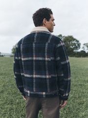 Blue Check Borg Lined Trucker Jacket With Wool - Image 4 of 7