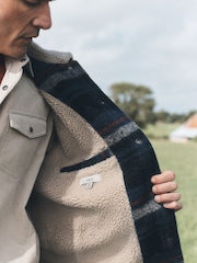 Blue Check Borg Lined Trucker Jacket With Wool - Image 6 of 7