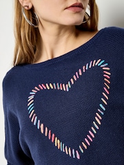 Apricot Blue Colourful Stitched Heart Jumper - Image 3 of 4