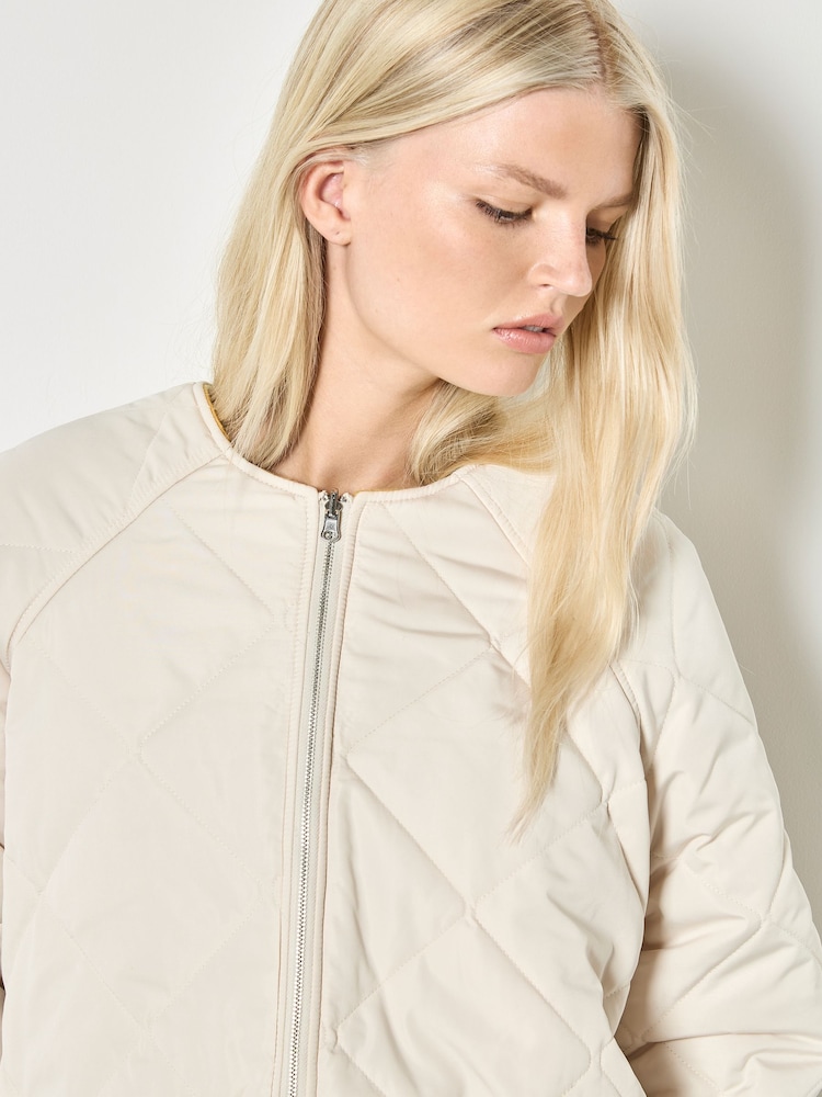 Apricot Natural Reversible Check Fleece Quilted Jacket - Image 2 of 6