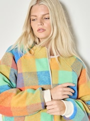 Apricot Natural Reversible Check Fleece Quilted Jacket - Image 5 of 6