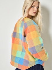 Apricot Natural Reversible Check Fleece Quilted Jacket - Image 6 of 6