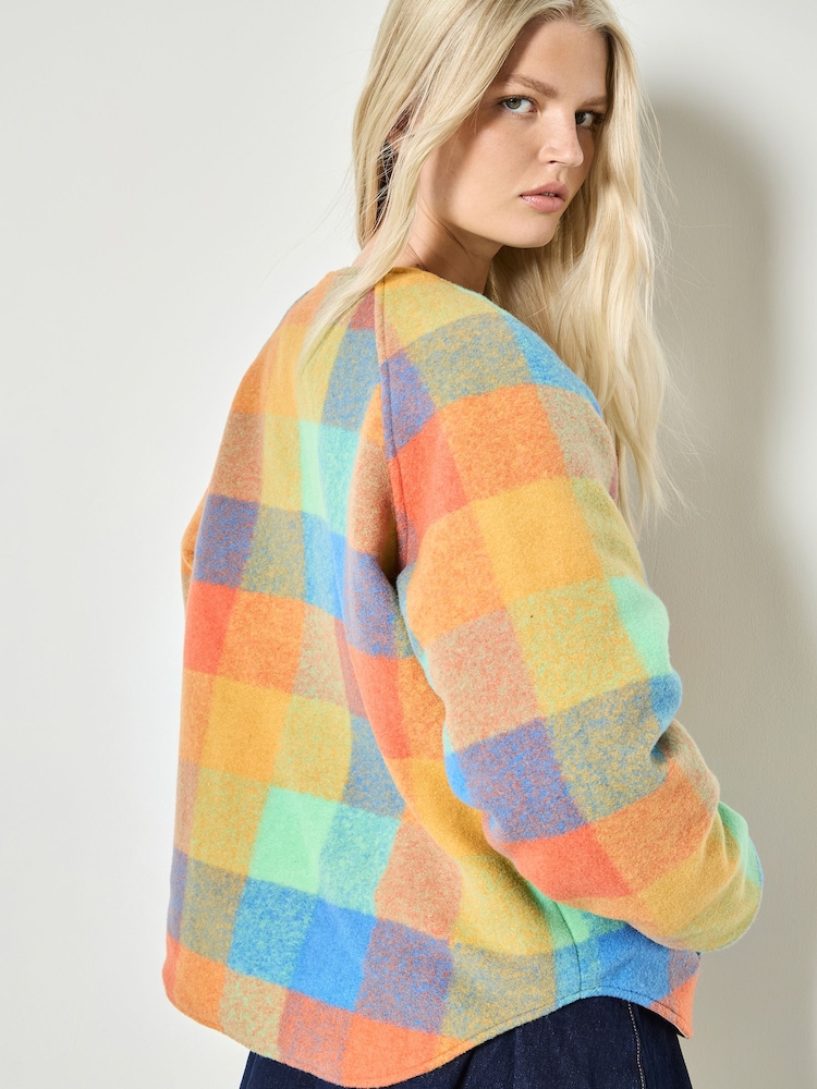 Apricot Natural Reversible Check Fleece Quilted Jacket - Image 6 of 6