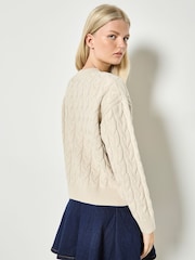 Apricot Natural Cable Knit Button-Down Cardigan - Image 3 of 4