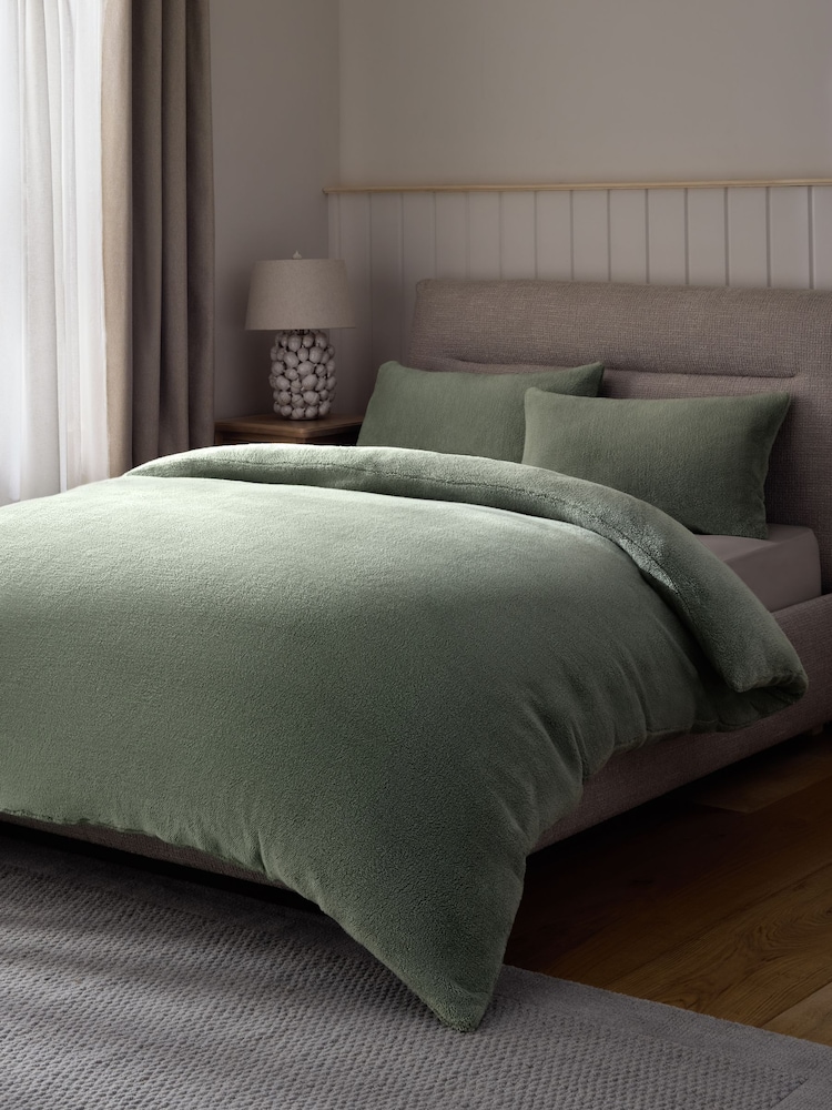 Green Sage Teddy Fleece Bed Set - Image 1 of 4 Green Sage Teddy Fleece Bed Set - Image 1 of 4