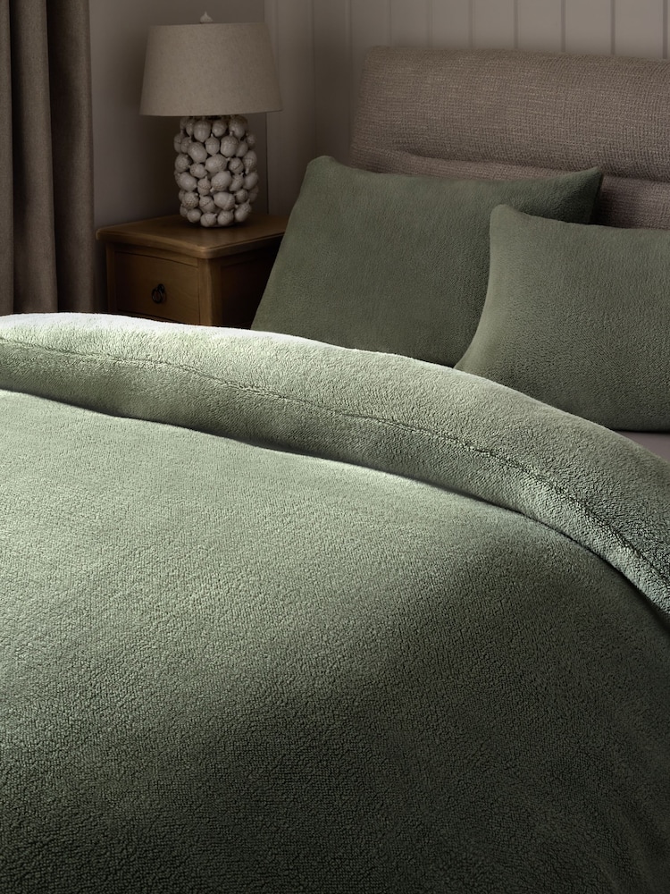 Green Sage Teddy Fleece Bed Set - Image 2 of 4 Green Sage Teddy Fleece Bed Set - Image 2 of 4