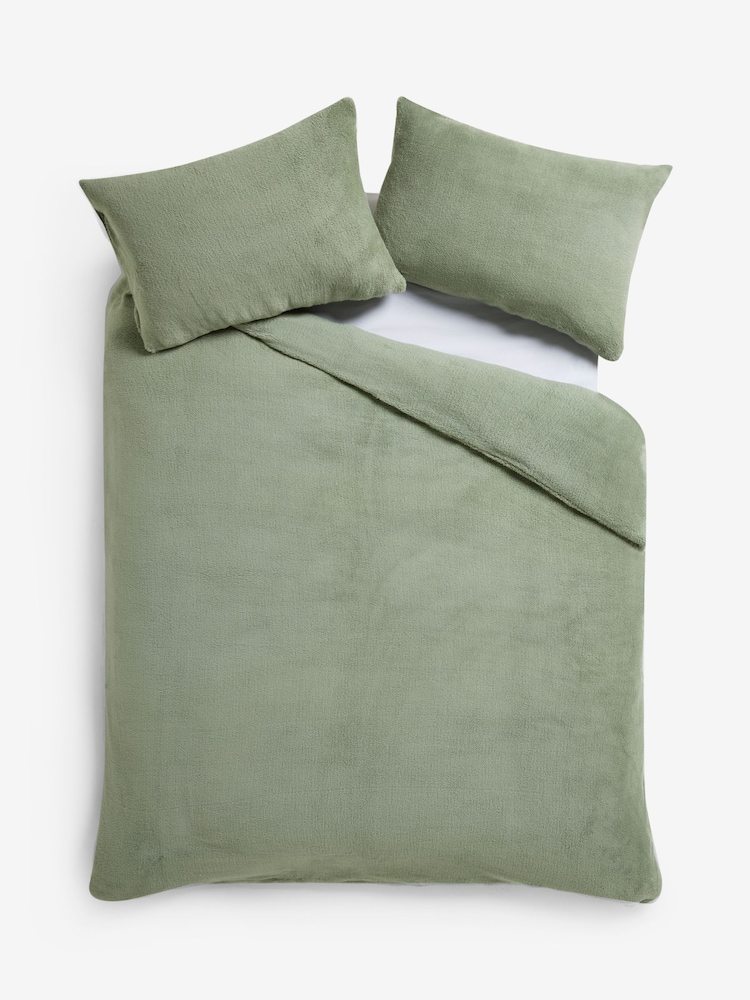 Green Sage Teddy Fleece Bed Set - Image 4 of 4 Green Sage Teddy Fleece Bed Set - Image 4 of 4