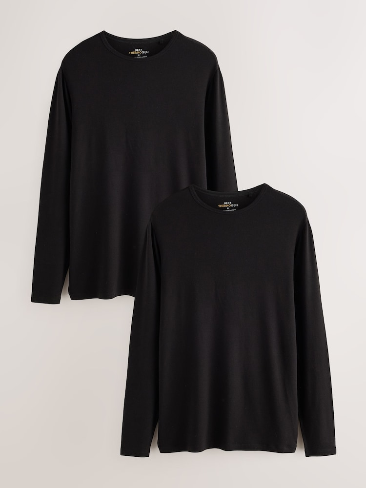Black Light Warmth Thermal Long Sleeve Tops 2 Pack - Image 1 of 8