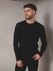 Black Thermal Long Sleeve Top and Leggings Set - Image 1 of 5