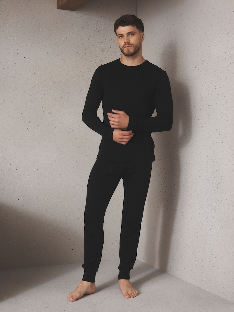 Black Thermal Long Sleeve Top and Leggings Set - Image 2 of 5