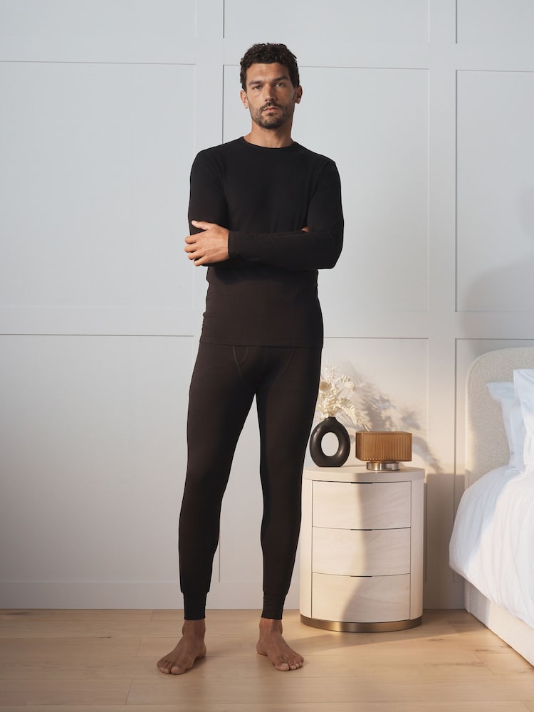Black Light Warmth Thermal Long Sleeve Top and Leggings Set - Image 1 of 10