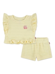 Levi's® Yellow Cowboy Bear Short Sleeve T-Shirt and Pleated Shorts Set 2 Piece - Image 1 of 3