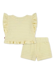 Levi's® Yellow Cowboy Bear Short Sleeve T-Shirt and Pleated Shorts Set 2 Piece - Image 2 of 3