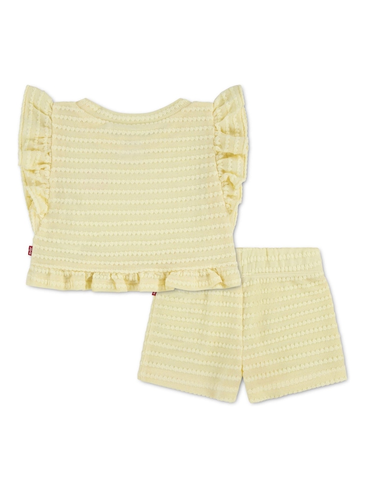 Levi's® Yellow Cowboy Bear Short Sleeve T-Shirt and Pleated Shorts Set 2 Piece - Image 2 of 3