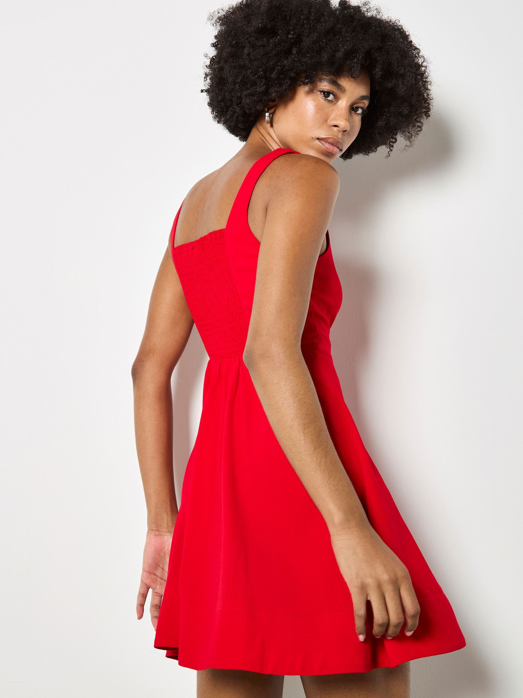 Buy Apricot Red Crepe Fit And Flare Mini Dress from the Next UK