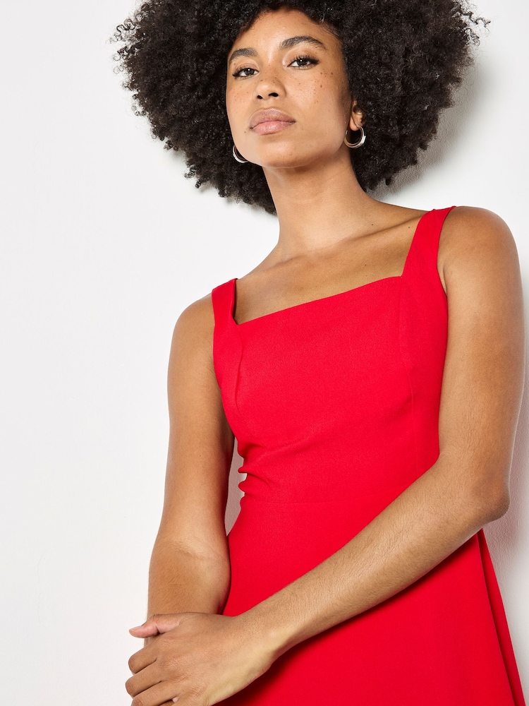 Buy Apricot Red Crepe Fit And Flare Mini Dress from Next Luxembourg