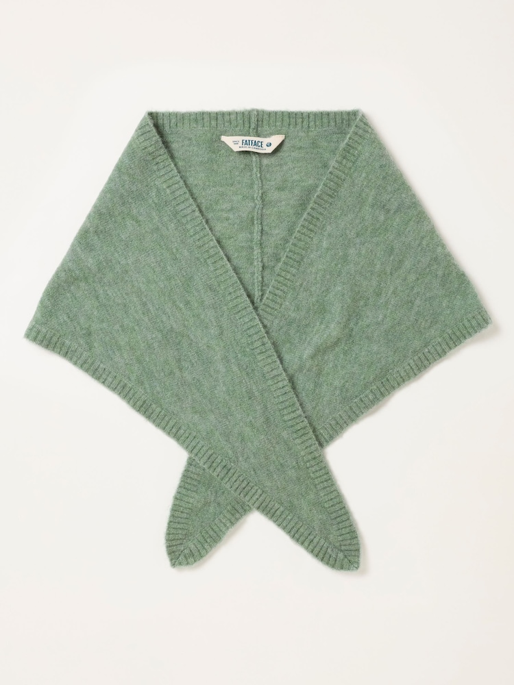 FatFace Halle Green Wool Rich Soft Triangle Scarf - Image 1 of 3