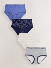 Navy Stripe Midi Cotton and Lace Knickers 4 Pack - Image 1 of 11