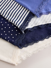 Navy Stripe Midi Cotton and Lace Knickers 4 Pack - Image 10 of 11