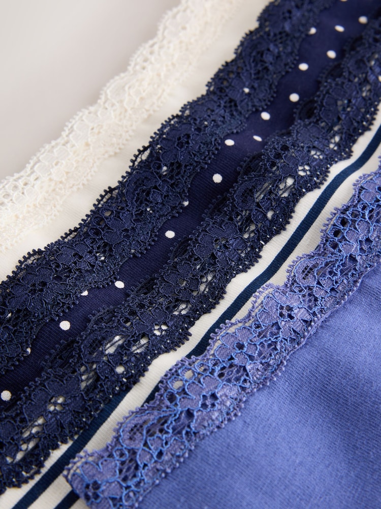 Navy Stripe Midi Cotton and Lace Knickers 4 Pack - Image 11 of 11 Navy Stripe Midi Cotton and Lace Knickers 4 Pack - Image 11 of 11
